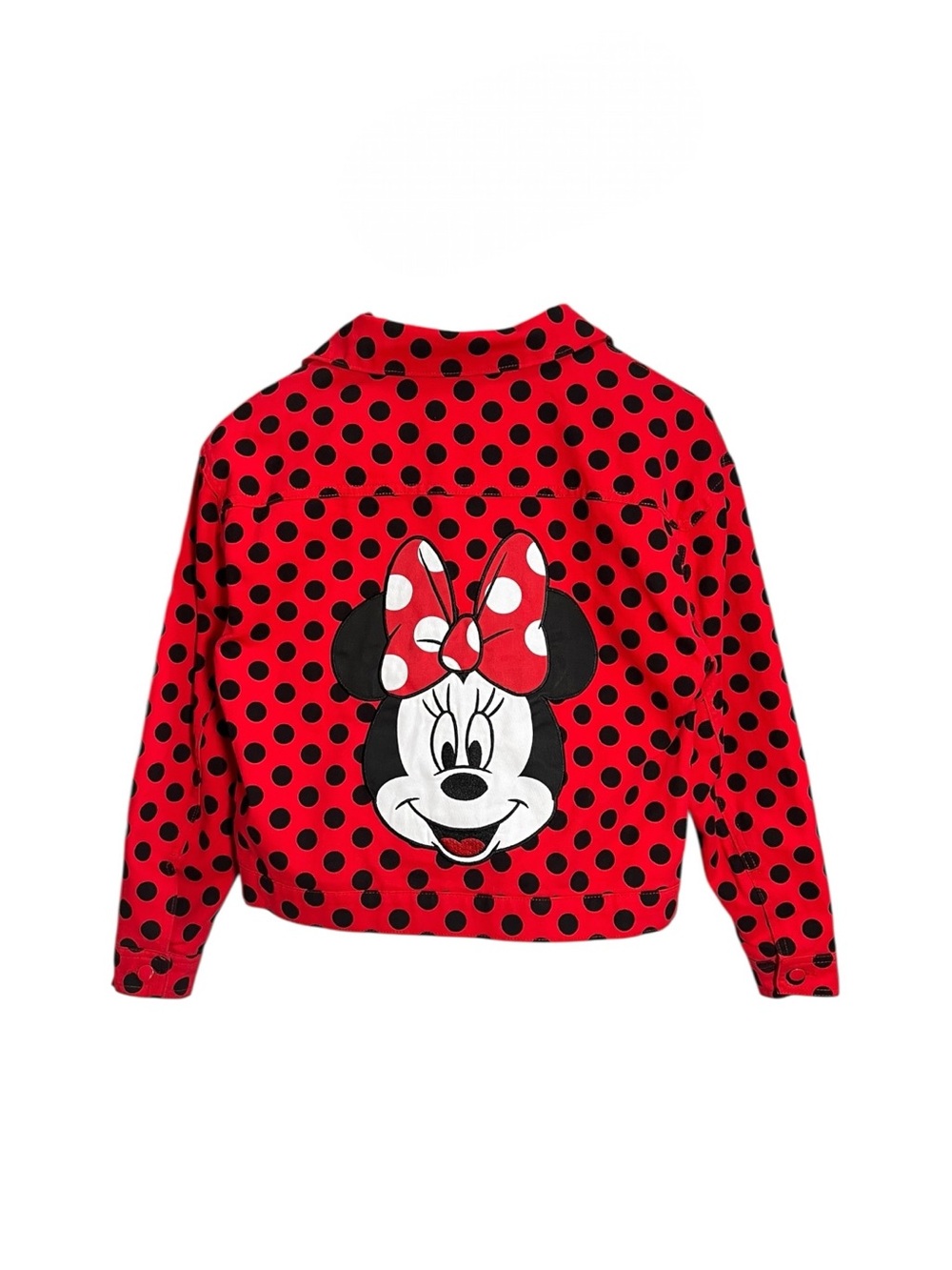 Disney Red and Black Minnie Mouse Polka Dot oversized denim jacket XS